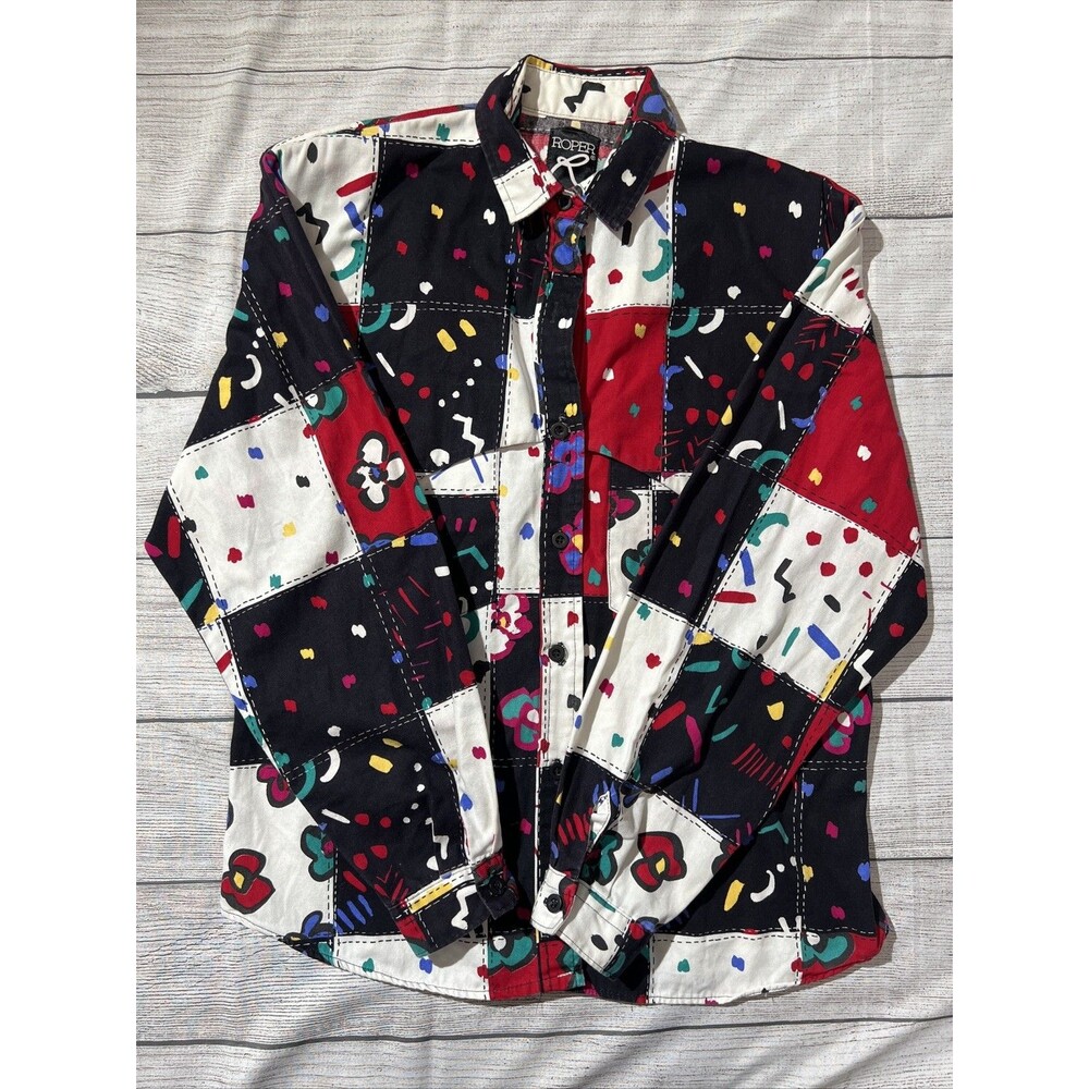 Vintage Roper Western Shirt Colorful Abstract Southwestern